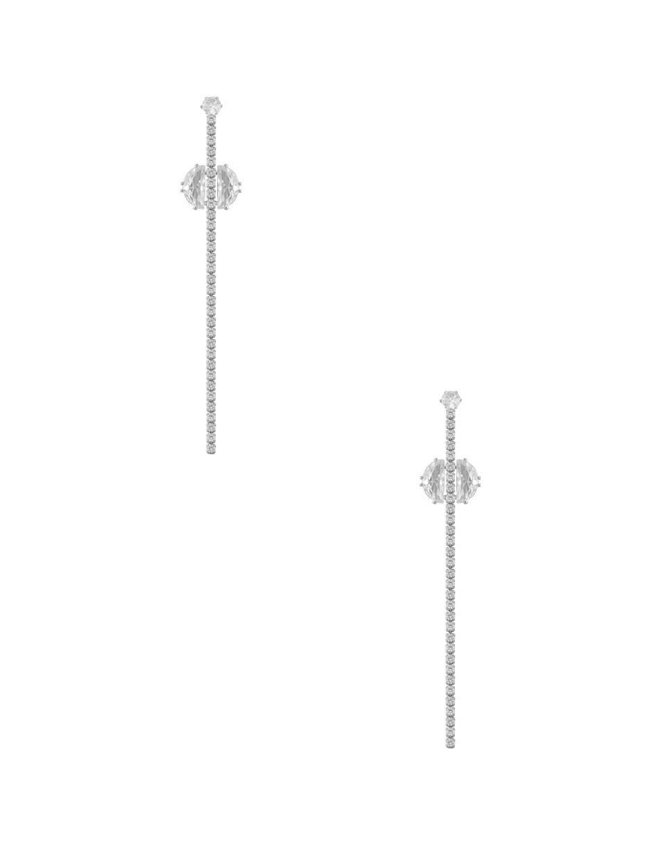 Aretes con acabado baño rodio zirconia