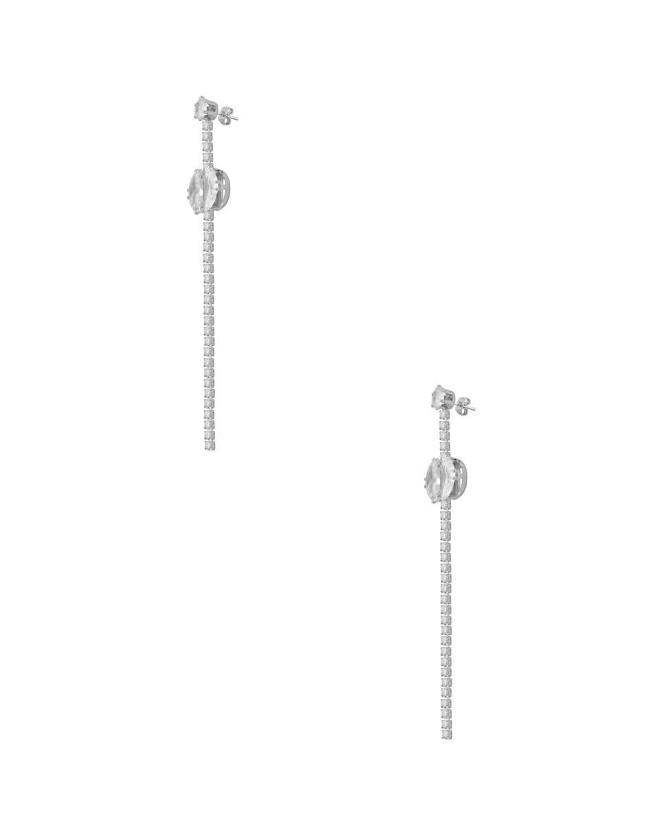 Aretes con acabado baño rodio zirconia 4