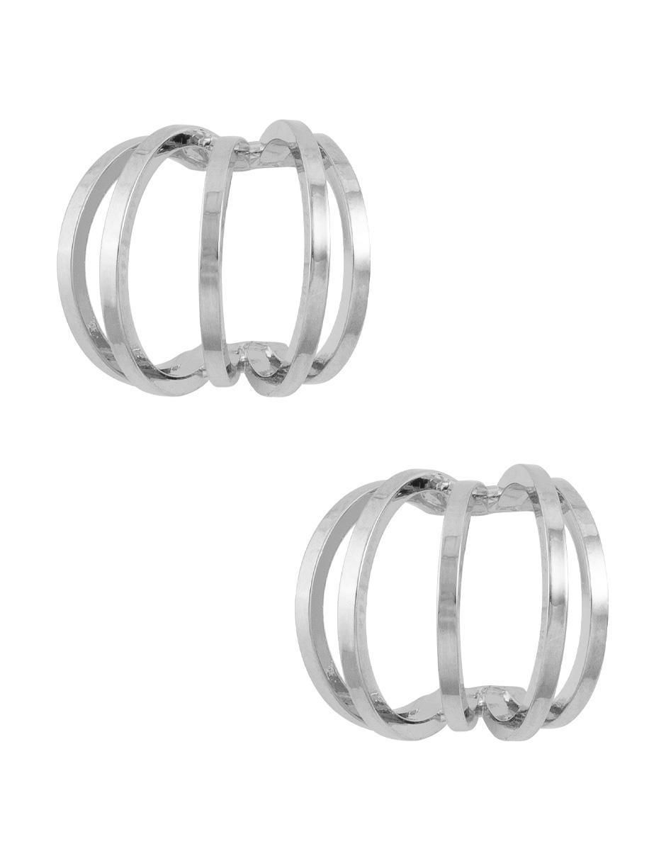 Aretes de aro circulares con acabado baño rodio