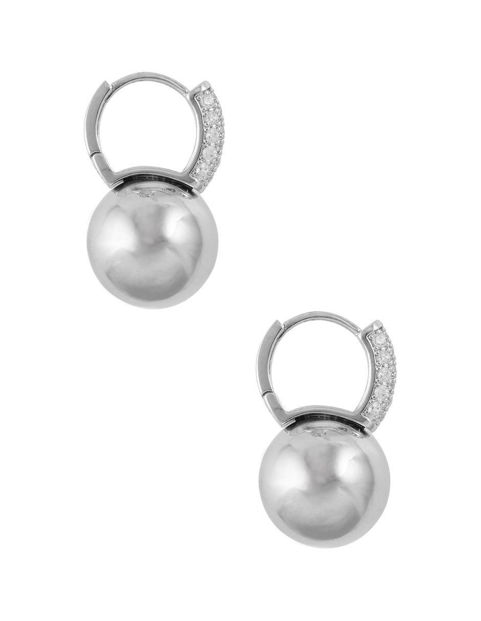Aretes redondos con acabado baño rodio zirconia 3
