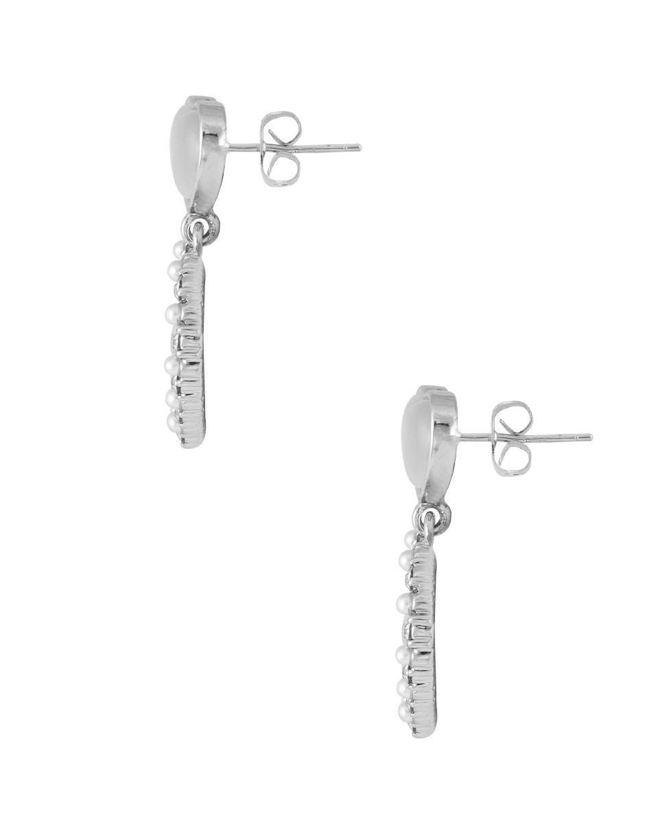 Aretes de corazón con acabado baño rodio zirconia 3