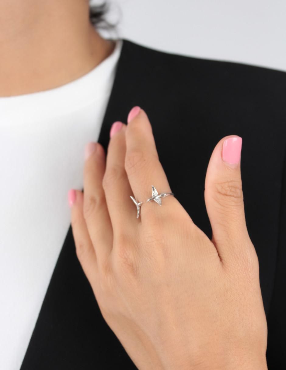 Anillo de colibrí Nature P 925 de plata brillante 2