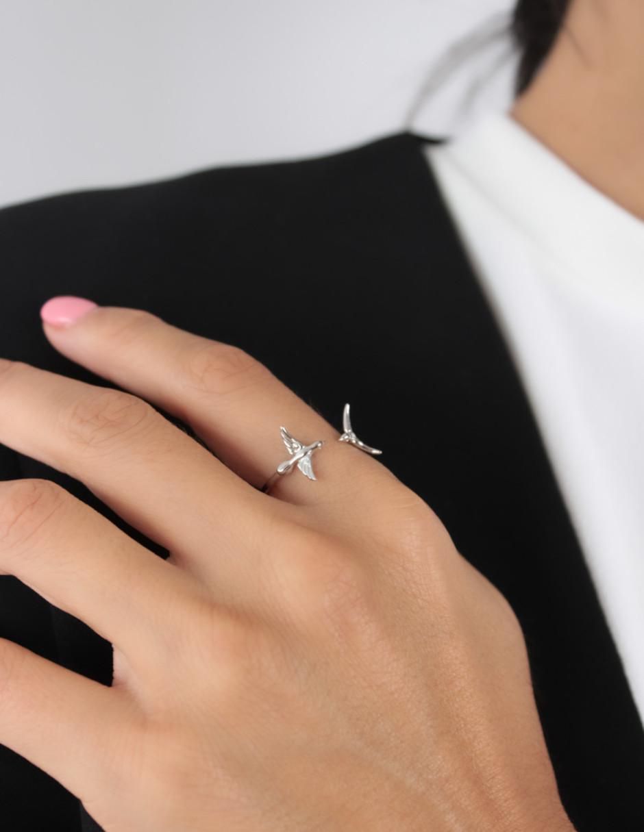 Anillo de colibrí Nature P 925 de plata brillante 3