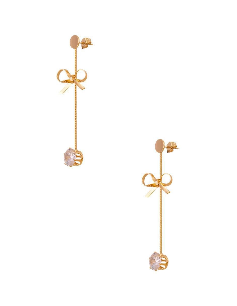 Aretes con acabado chapa de oro zirconia 3