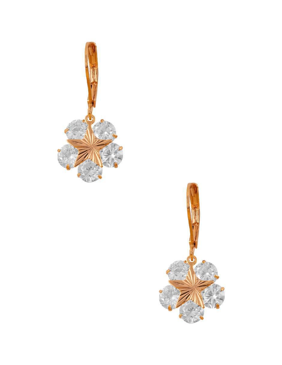 Aretes de flor con acabado pavé zirconia