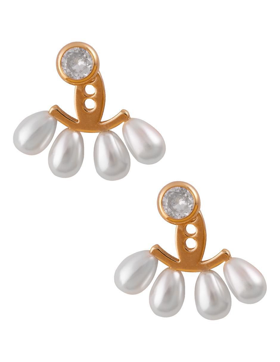 Aretes con acabado chapa de oro perla