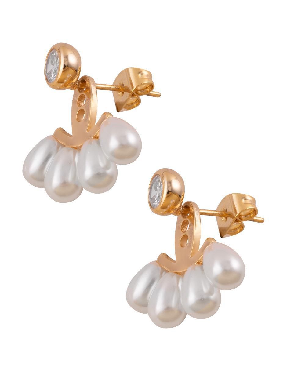 Aretes con acabado chapa de oro perla 3