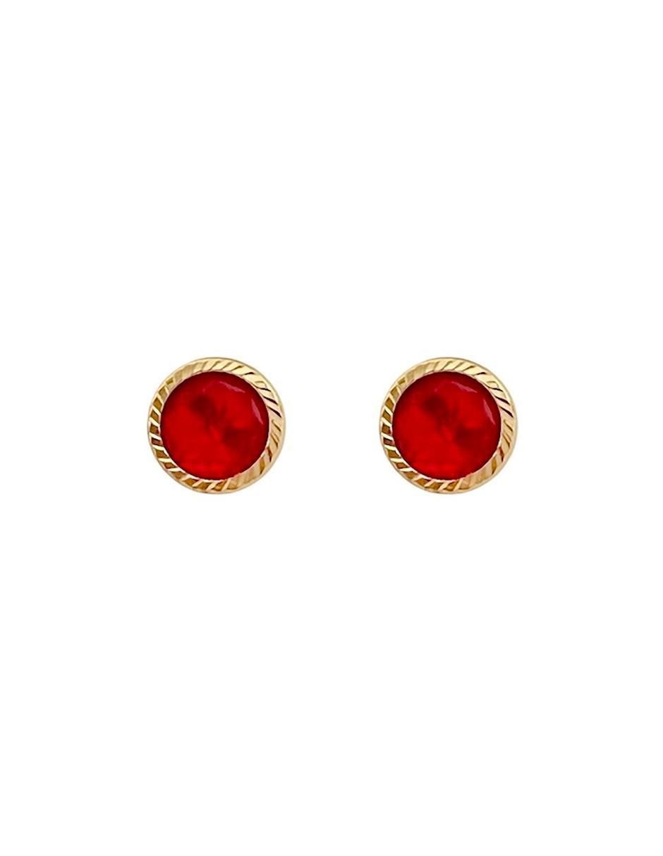 Broqueles redondos de oro con acabado brillante zirconia
