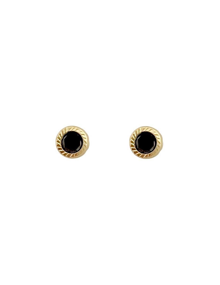 Broqueles redondos de oro con acabado brillante zirconia