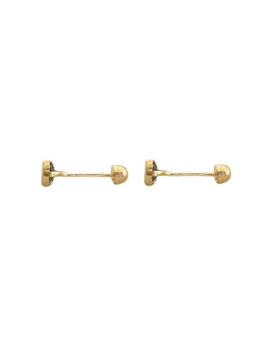 Broqueles redondos de oro con acabado brillante zirconia 3