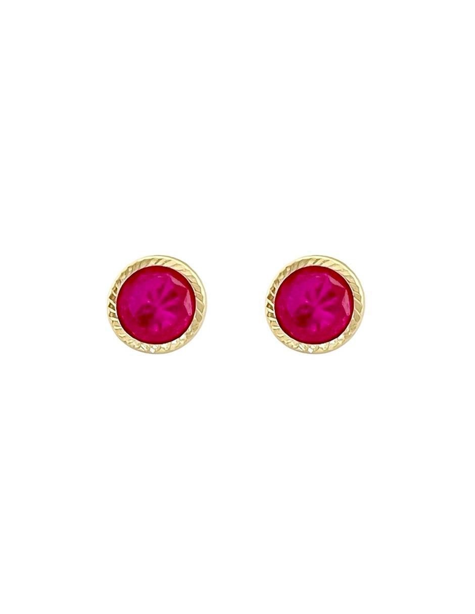 Broqueles redondos de oro con acabado brillante zirconia 1