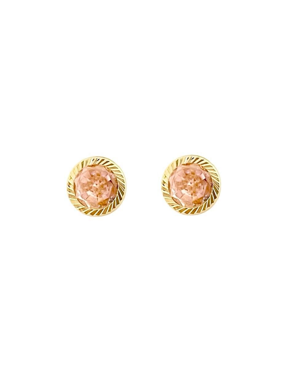 Broqueles redondos de oro con acabado brillante zirconia Broqueles redondos de oro con acabado brillante zirconia