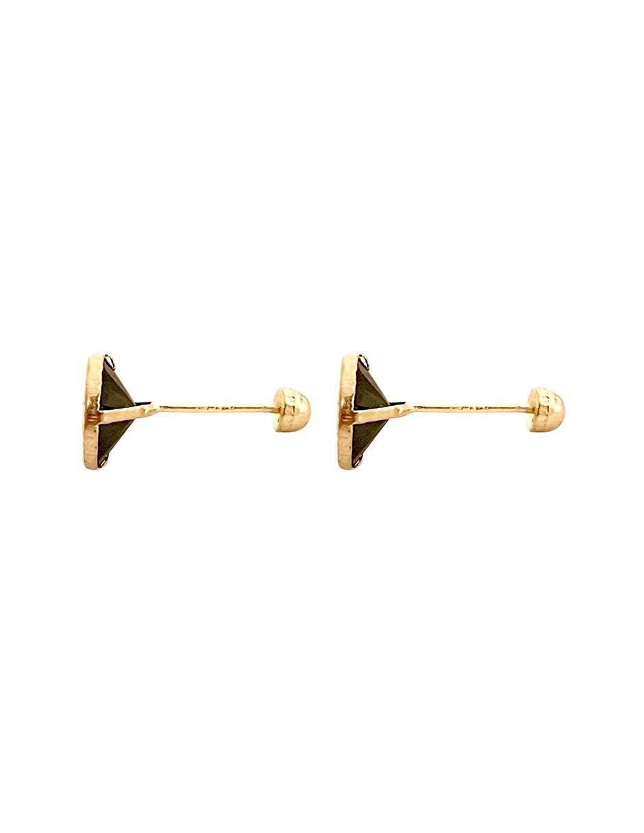 Broqueles redondos de oro con acabado brillante zirconia 3