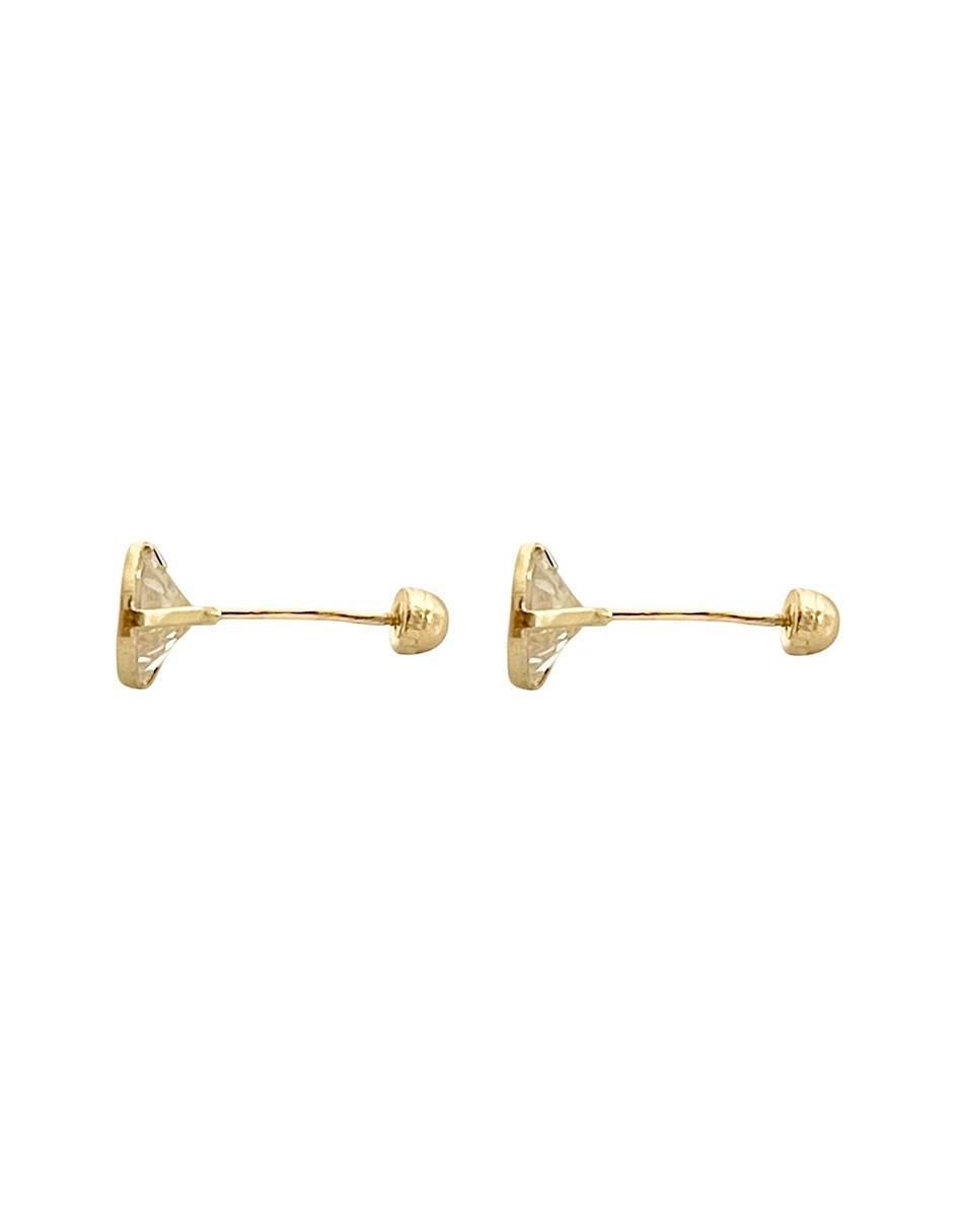 Broqueles redondos de oro con acabado brillante zirconia 3