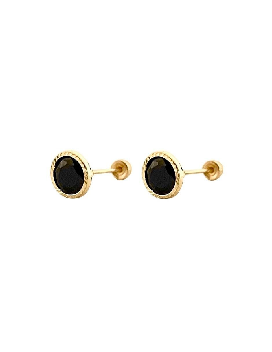 Broqueles redondos de oro con acabado brillante zirconia 2