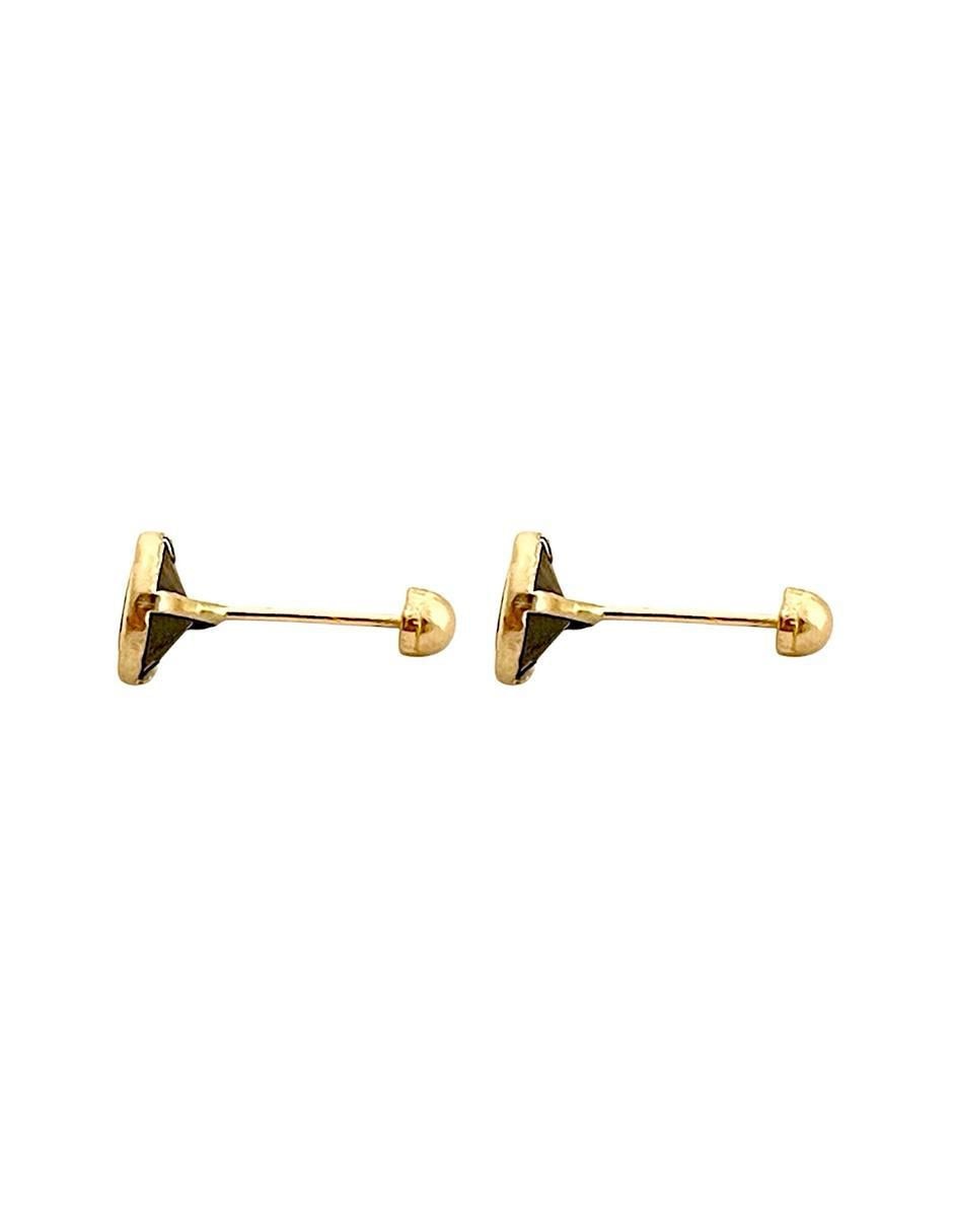 Broqueles redondos de oro con acabado brillante zirconia 3