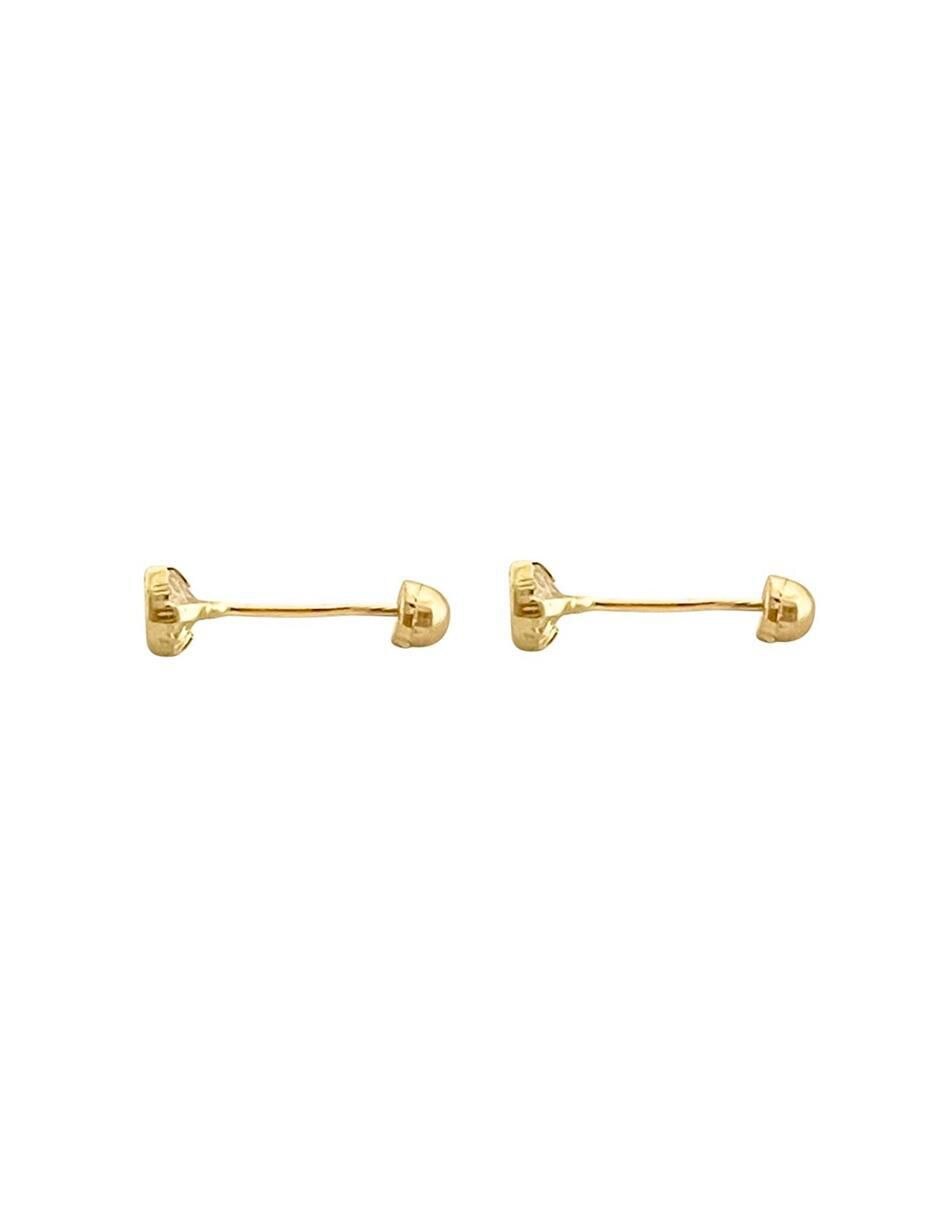 Broqueles redondos de oro con acabado brillante zirconia 3