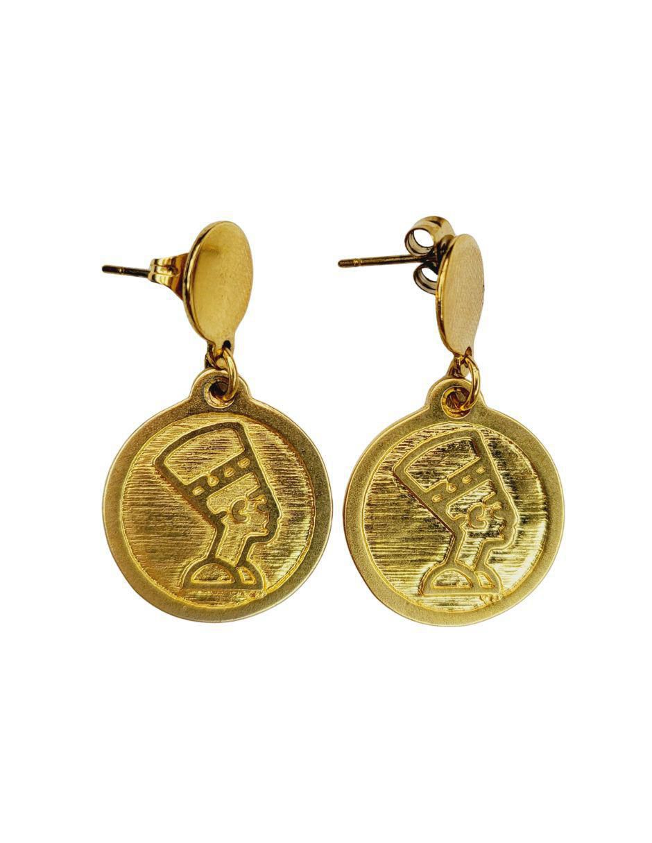 Aretes de círculo con acabado chapa de oro