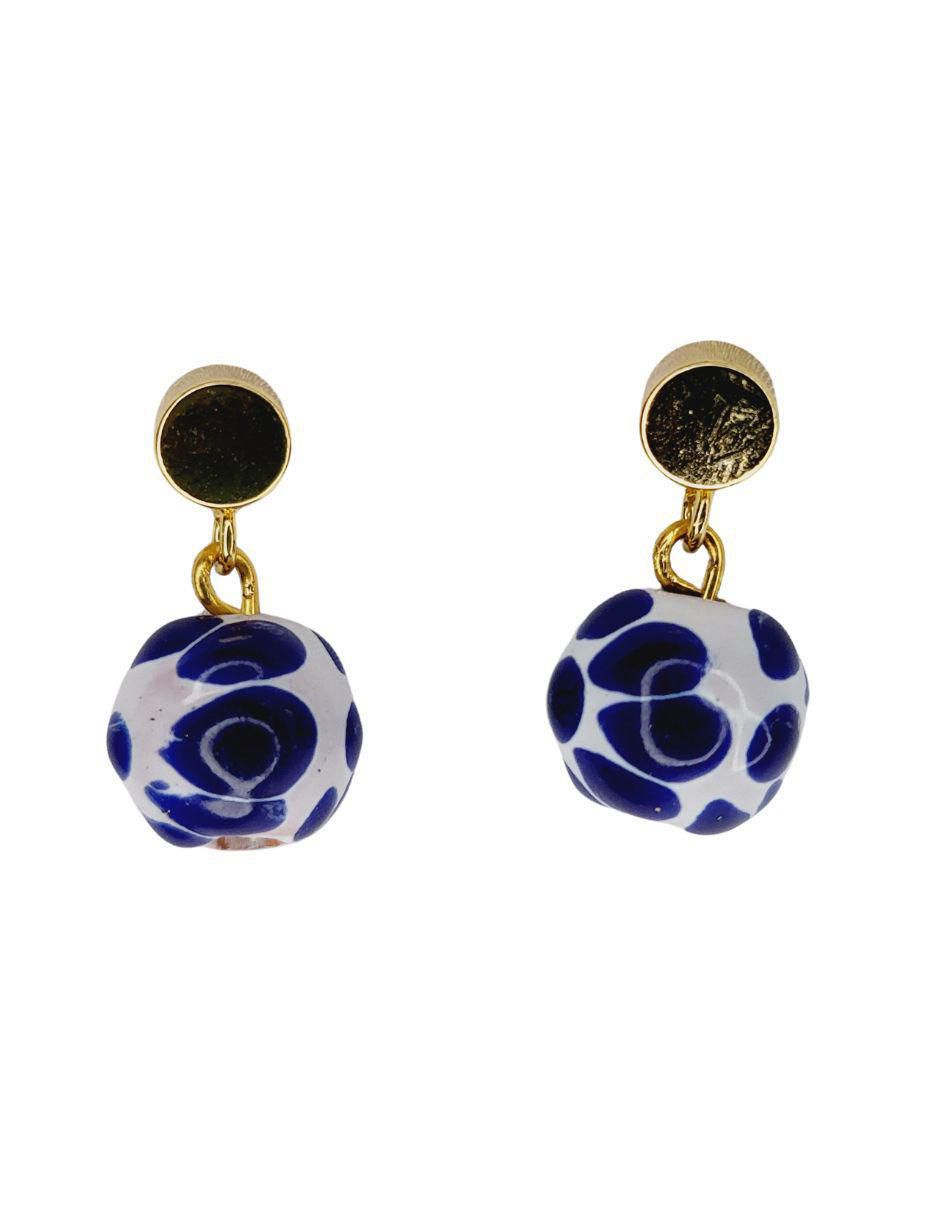 Aretes circulares Talavera con acabado esmaltado Aretes circulares Talavera con acabado esmaltado