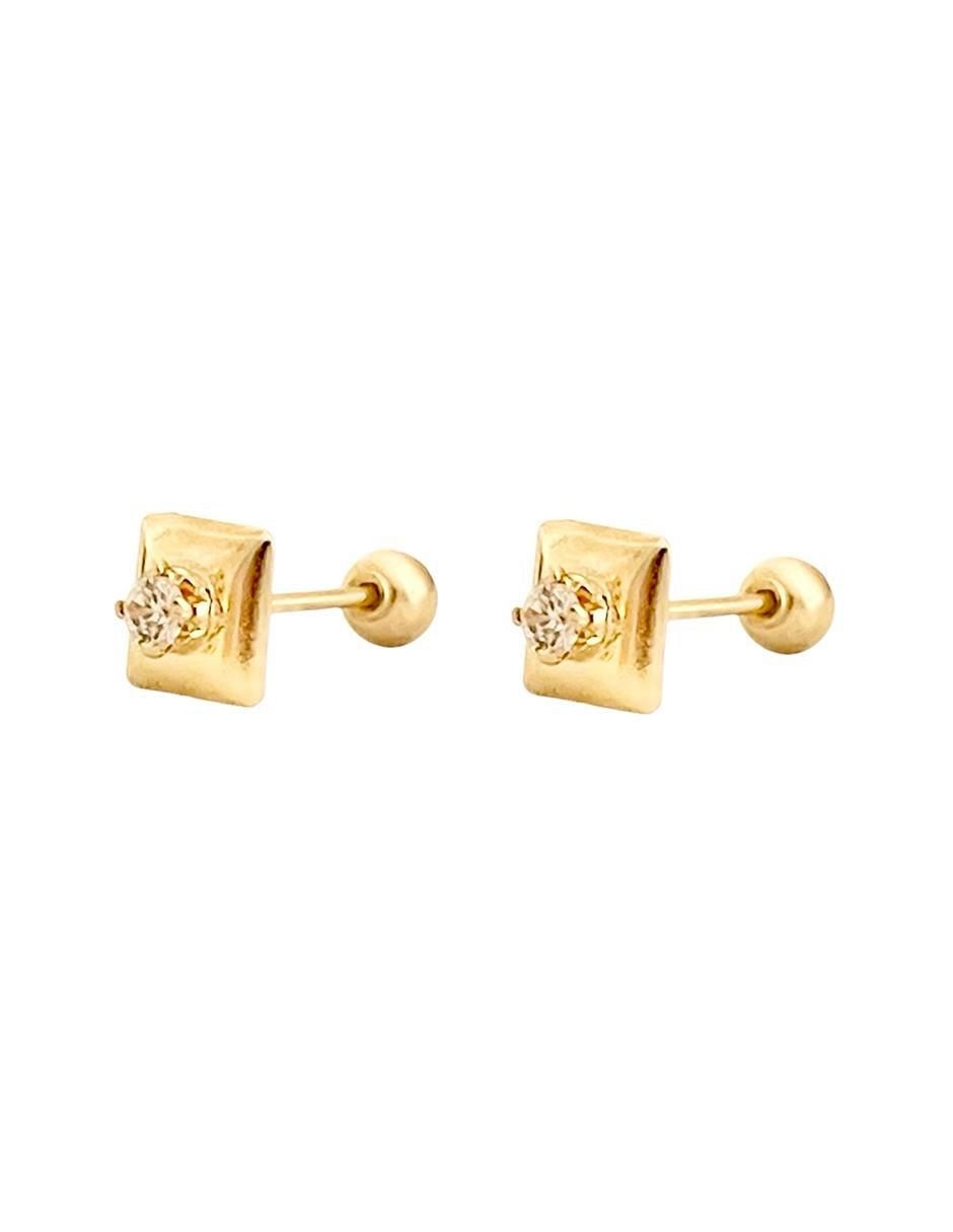 Broqueles cuadrados de oro con acabado brillante zirconia 2
