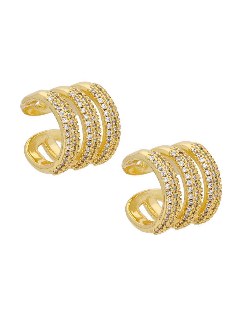 Aretes circulares con acabado baño de oro 3
