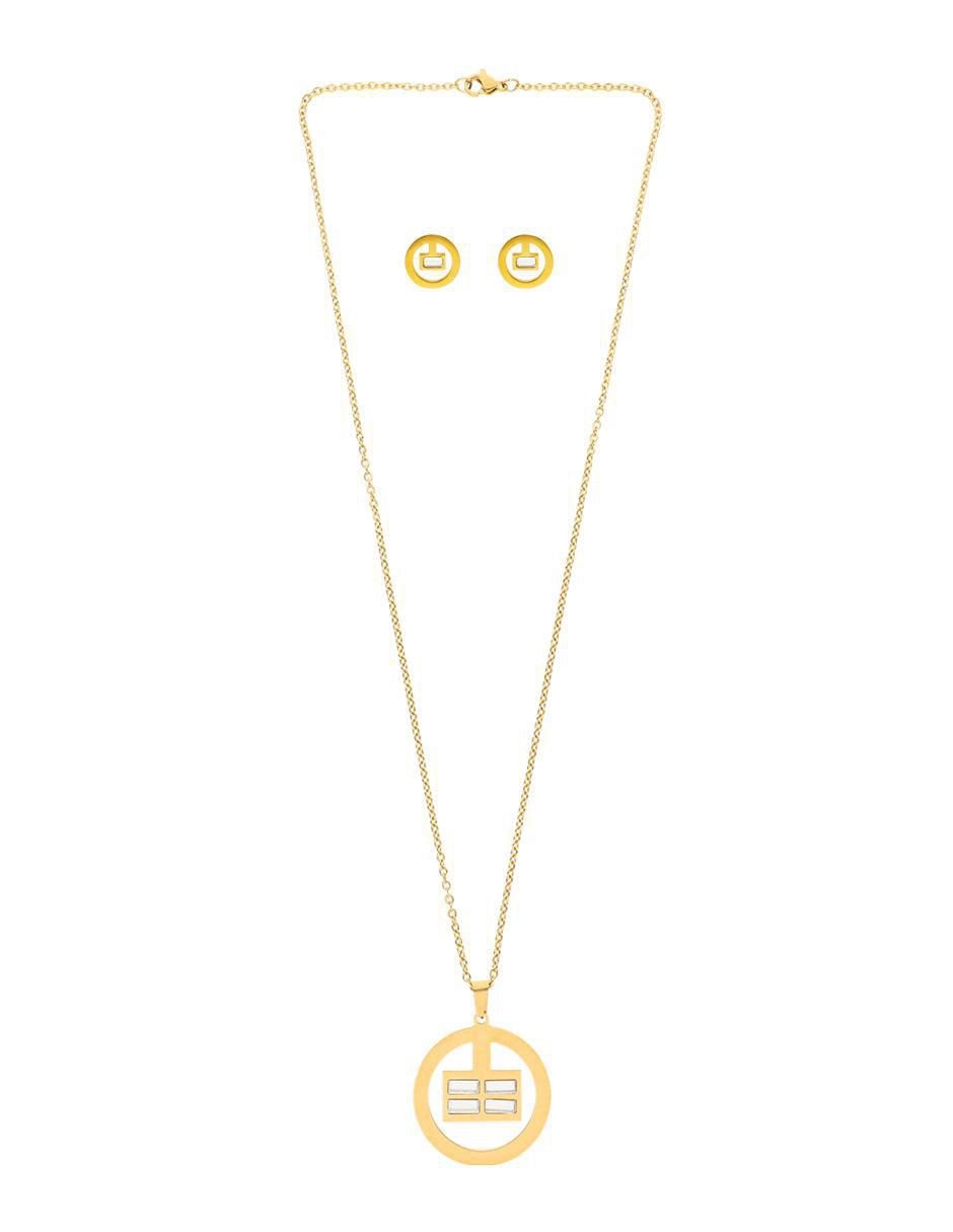 Aretes y collar circular