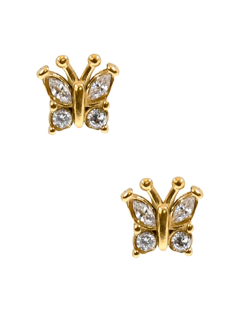 Aretes de mariposa con acabado brillante fantasía 1