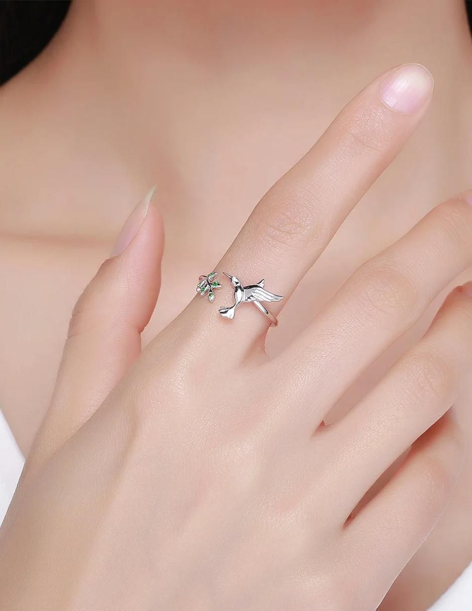Anillo de colibrí Nature de plata circonita brillante 2