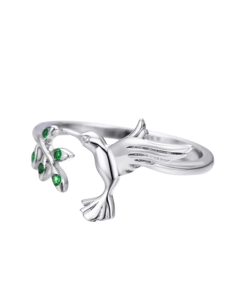 Anillo de colibrí Nature de plata circonita brillante 3