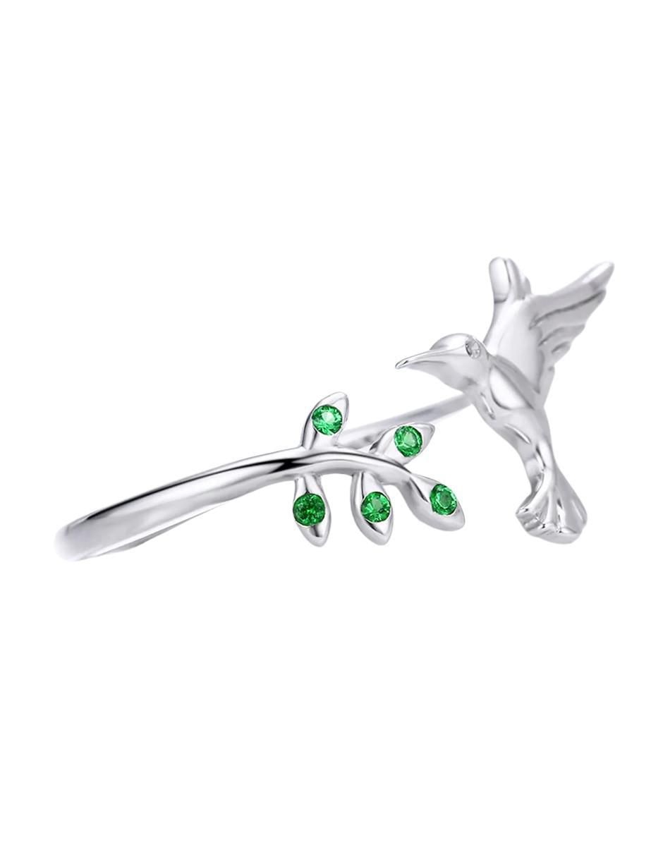 Anillo de colibrí Nature de plata circonita brillante 4