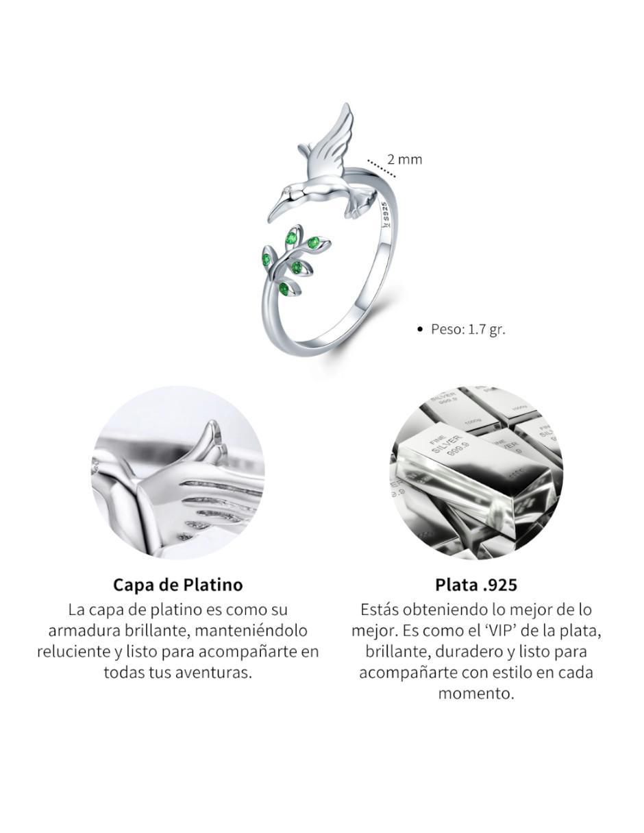 Anillo de colibrí Nature de plata circonita brillante 5