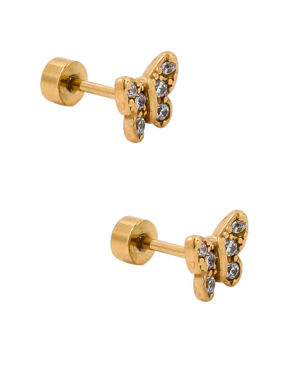 Aretes de mariposa con acabado brillante 2