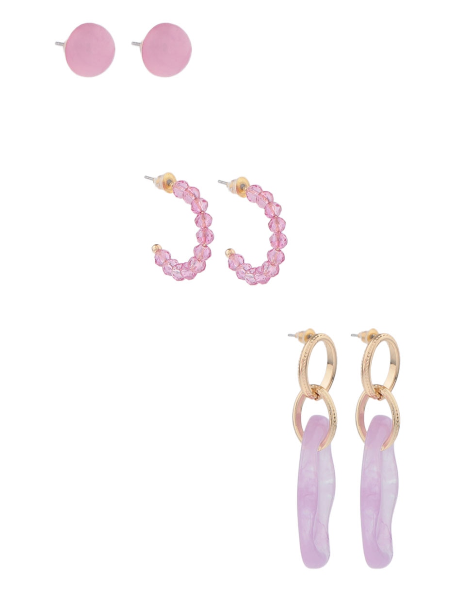Set de aretes con acabado liso 2