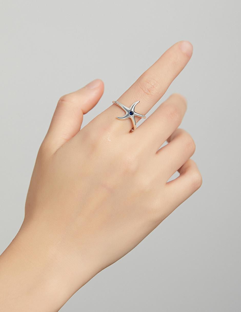 Anillo de estrella Nature P 925 de plata circonita brillante 2