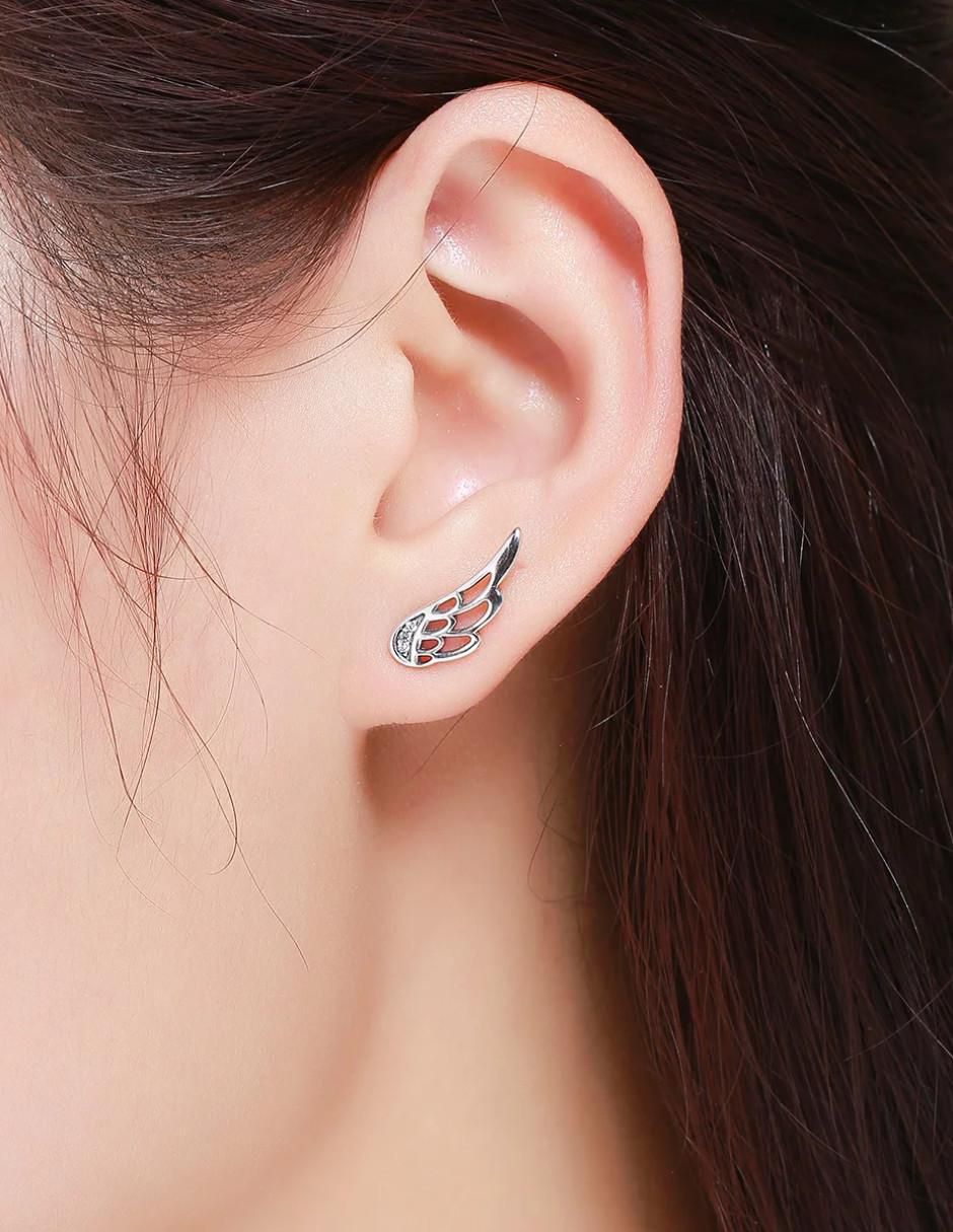 Broqueles de alas de plata P 925 con acabado pavé circonita 2