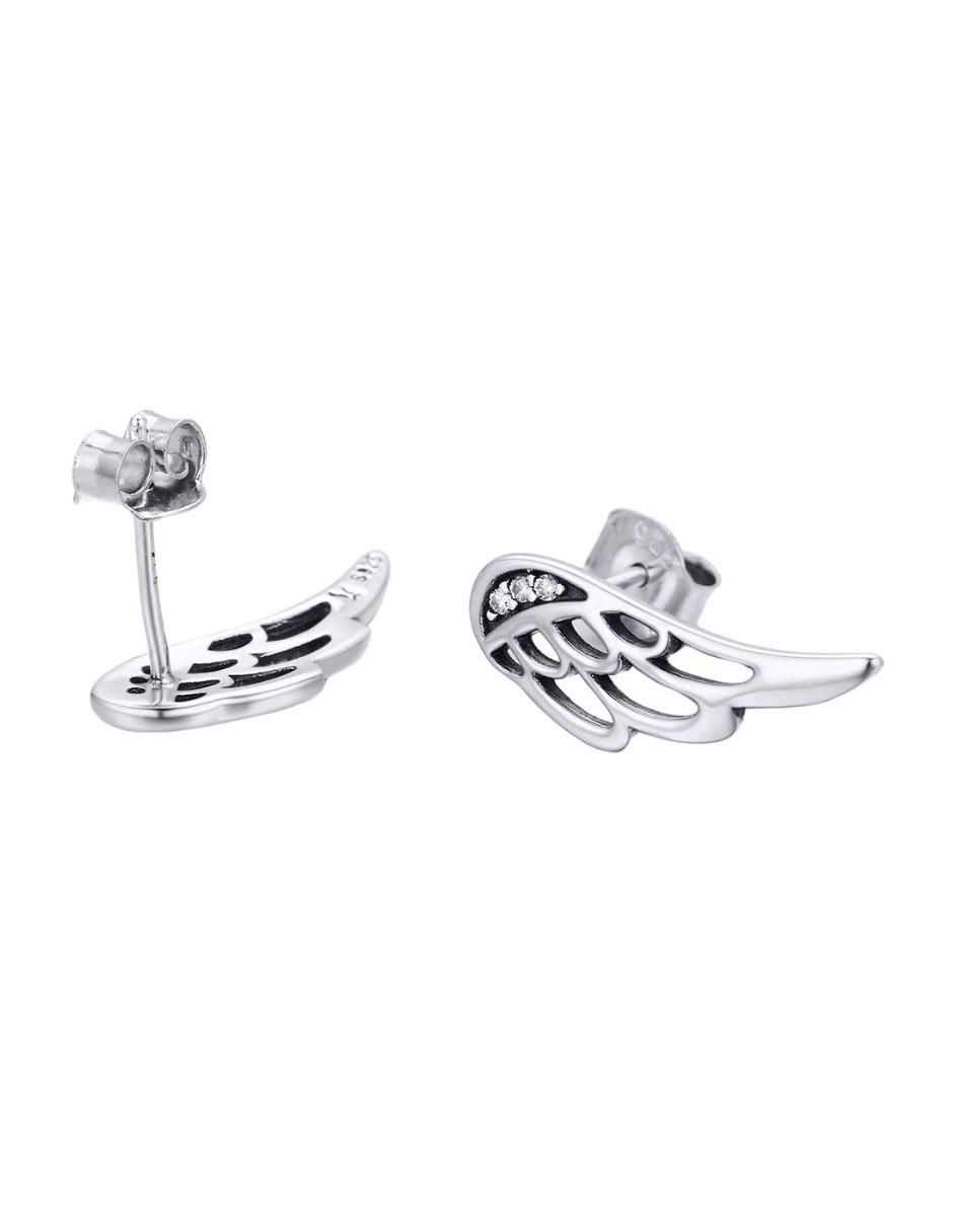 Broqueles de alas de plata P 925 con acabado pavé circonita 4