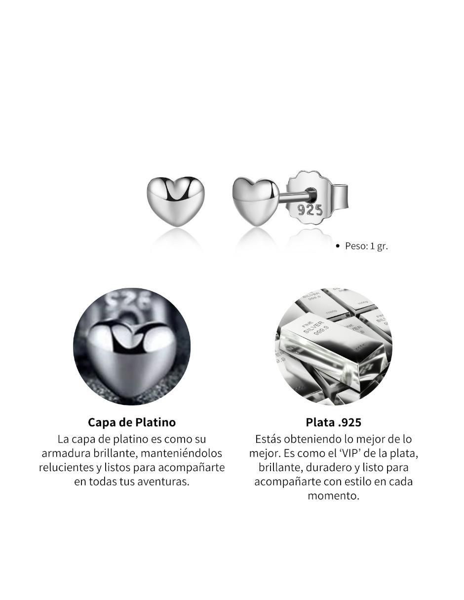 Broqueles de corazón de plata P 925 con acabado brillante 4