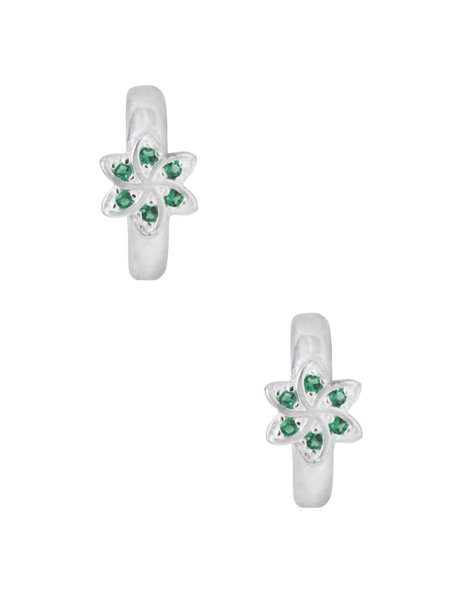 Aretes redondos de plata P 925 con acabado plateado zirconia