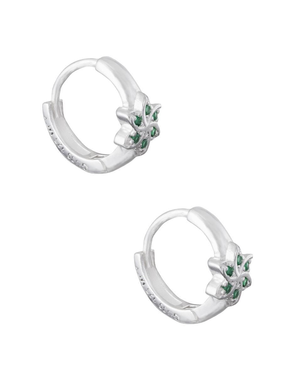 Aretes redondos de plata P 925 con acabado plateado zirconia 3