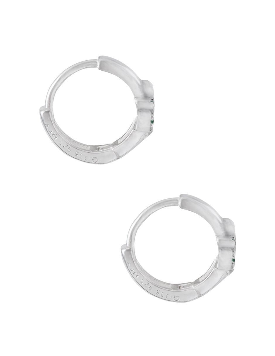Aretes redondos de plata P 925 con acabado plateado zirconia 4