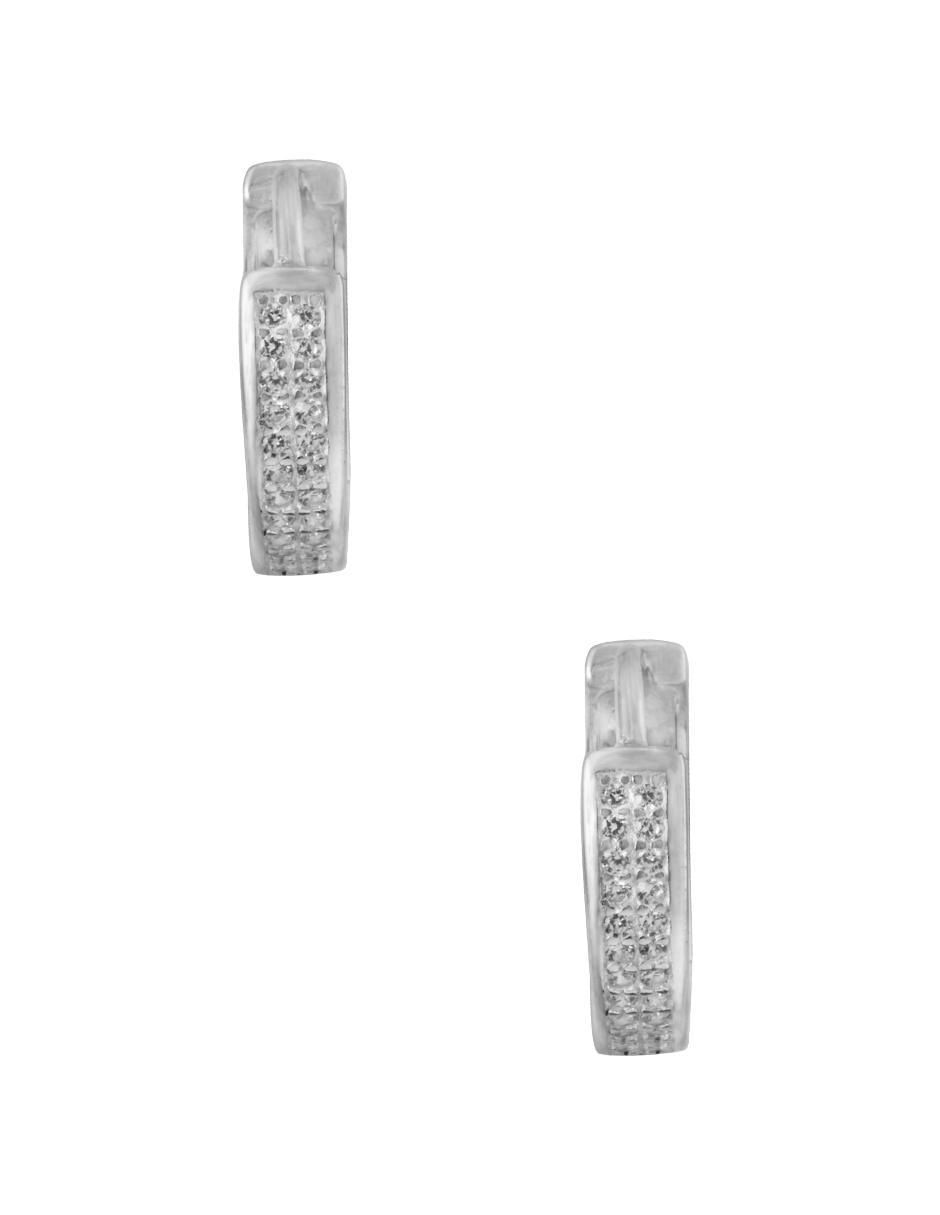 Aretes redondos de plata P 925 con acabado plateado zirconia Aretes redondos de plata P 925 con acabado plateado zirconia