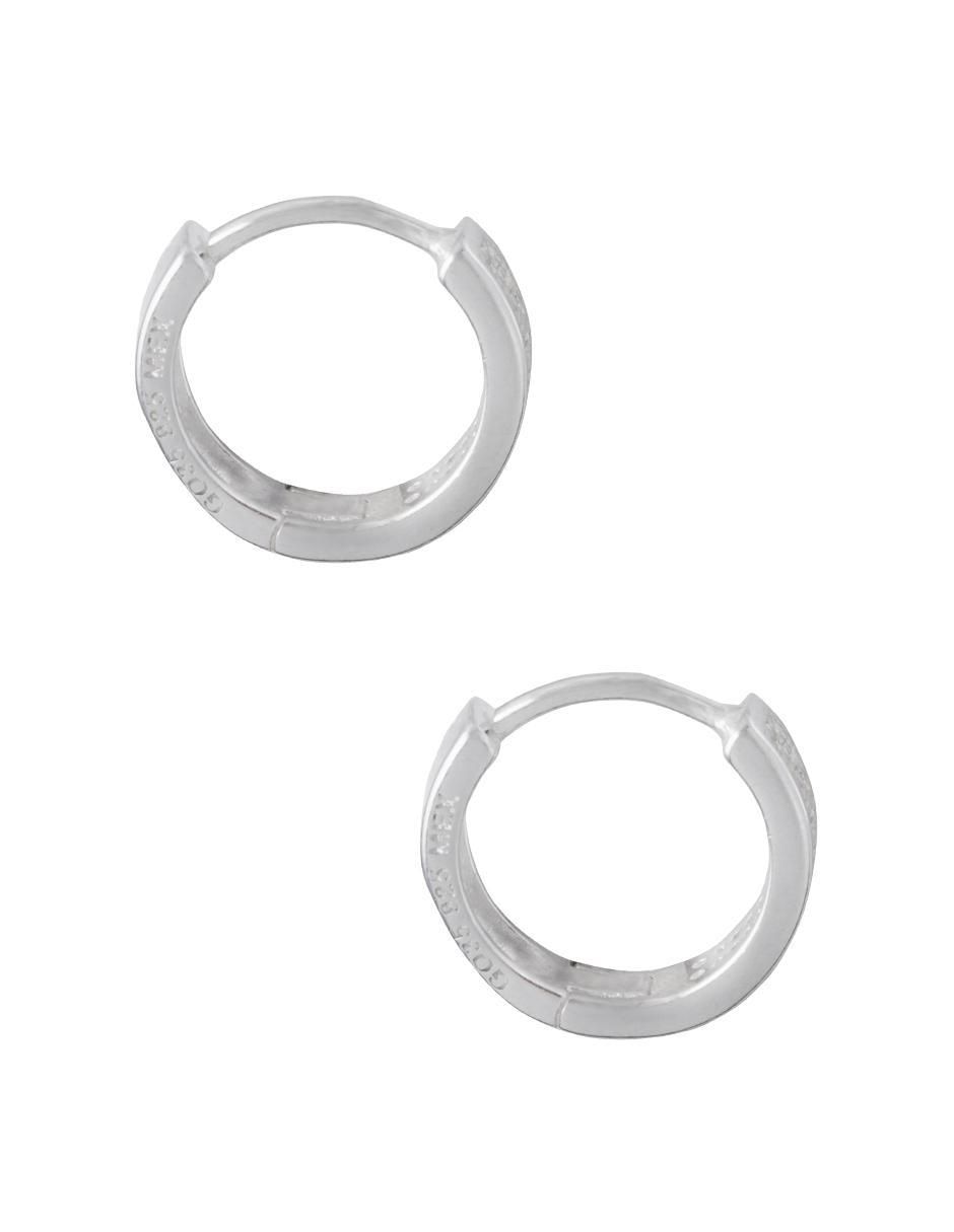Aretes redondos de plata P 925 con acabado plateado zirconia 4
