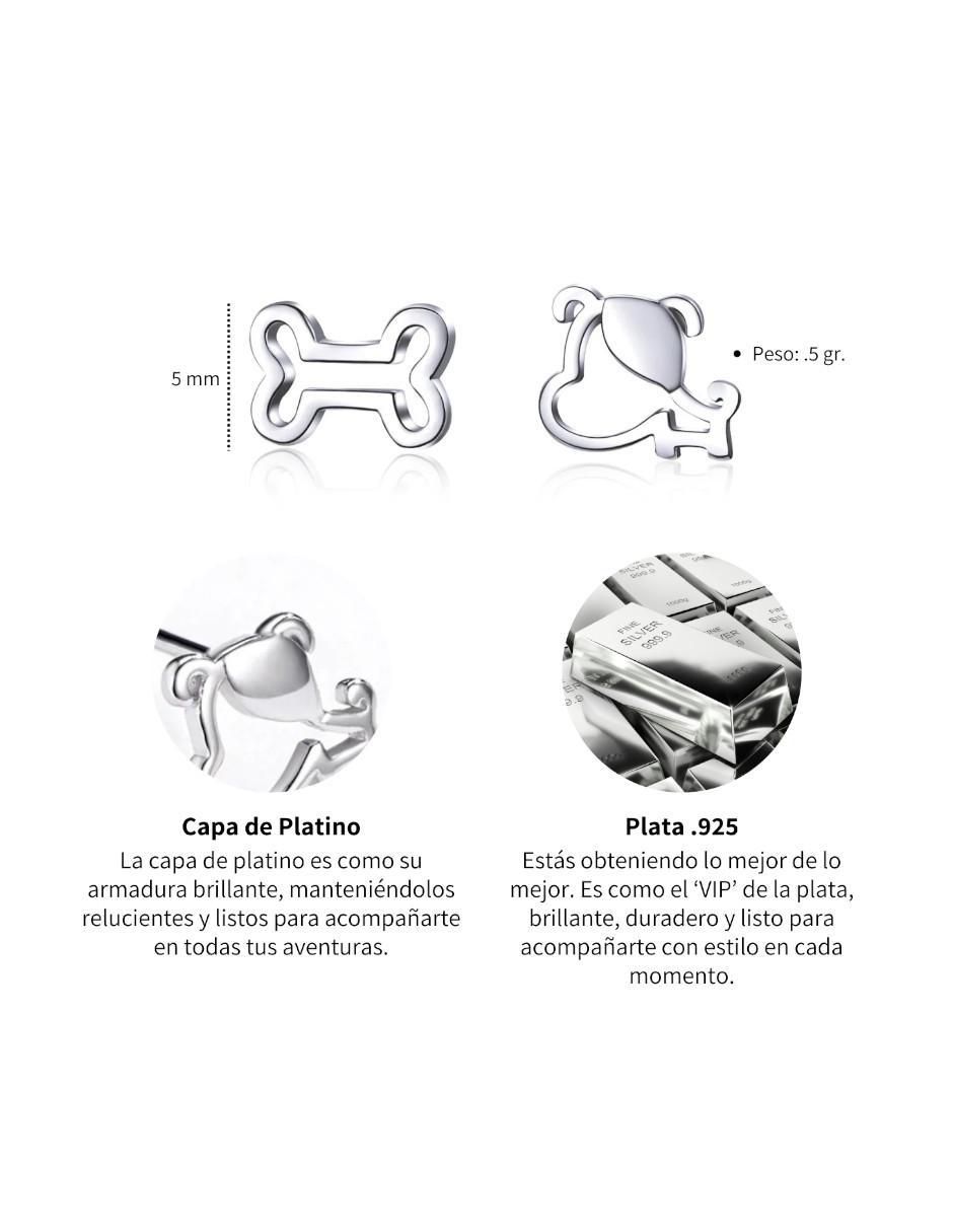 Broqueles de perro de plata P 925 con acabado brillante 5