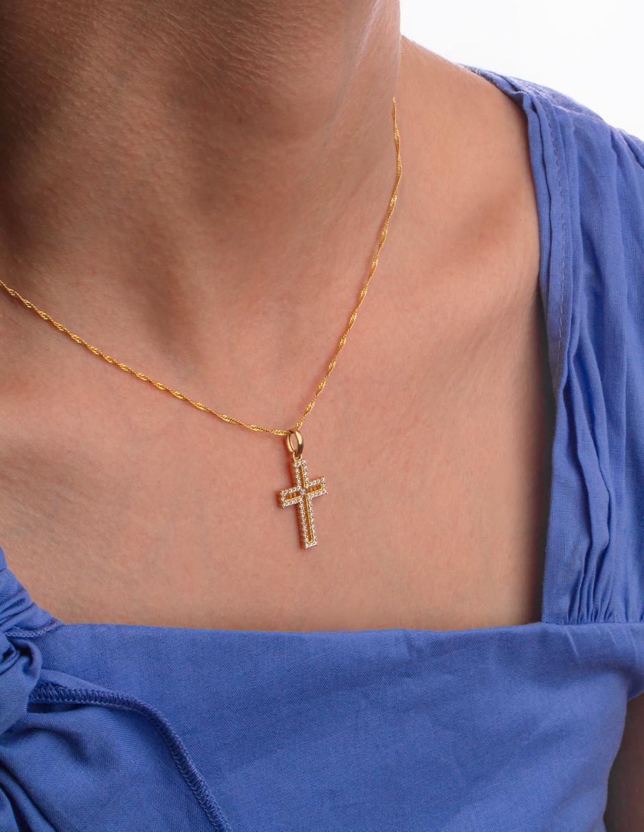Collar de cruz de oro 10 K 3