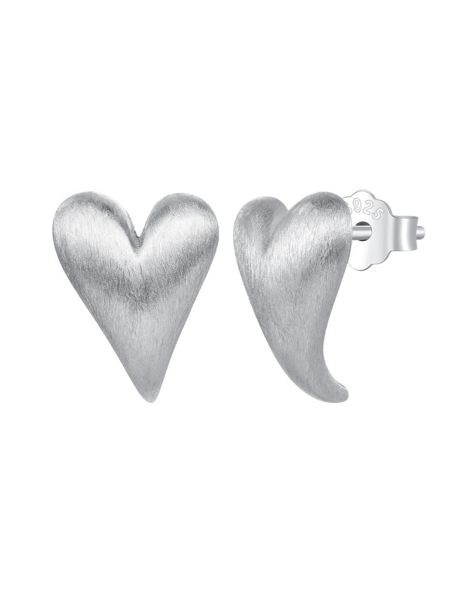 Broqueles de corazón Beauty de plata P 925 con acabado brillante Broqueles de corazón Beauty de plata P 925 con acabado brillante