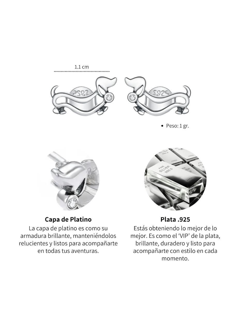 Broqueles de perro de plata P 925 con acabado brillante