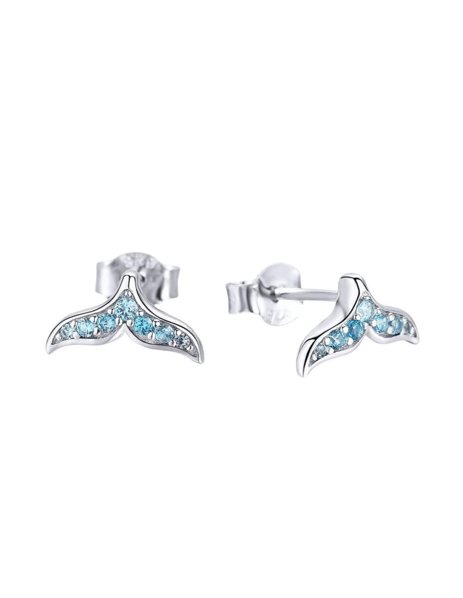 Broqueles de pez Nature de plata P 925 con acabado pavé circonita Broqueles de pez Nature de plata P 925 con acabado pavé circonita