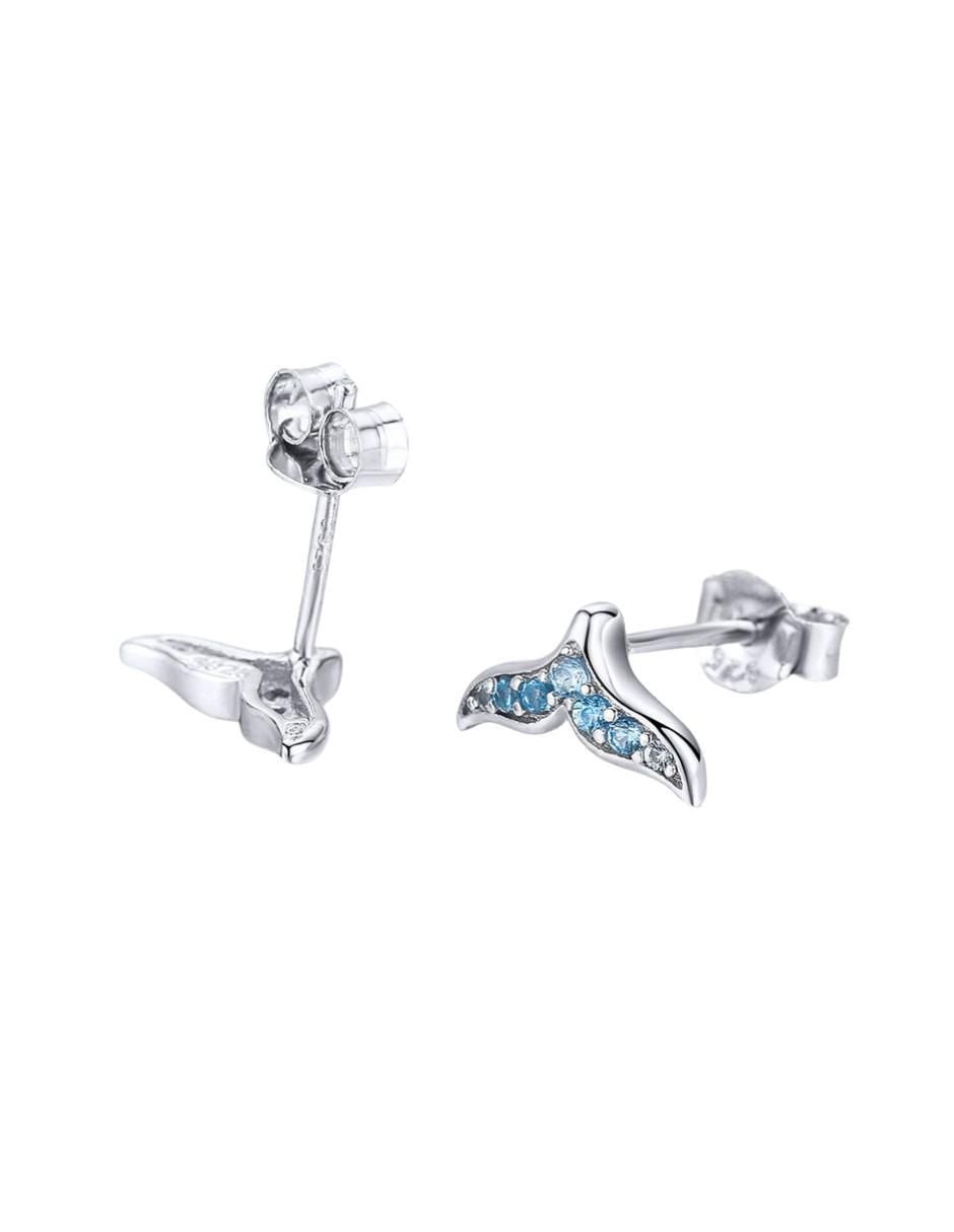 Broqueles de pez Nature de plata P 925 con acabado pavé circonita 3