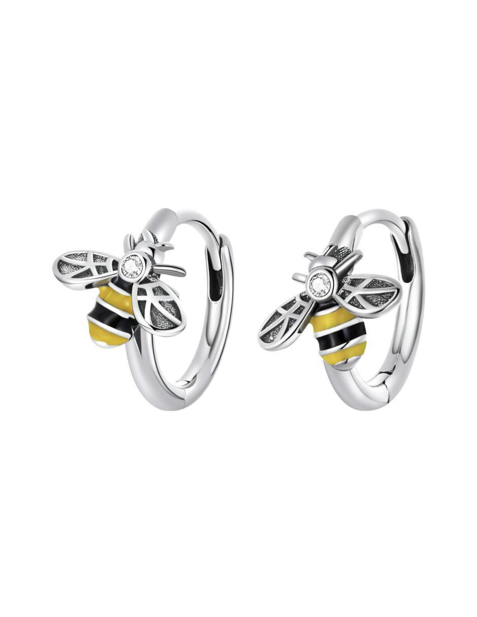 Arracadas de abeja Nature de plata P 925 con acabado brillante Arracadas de abeja Nature de plata P 925 con acabado brillante