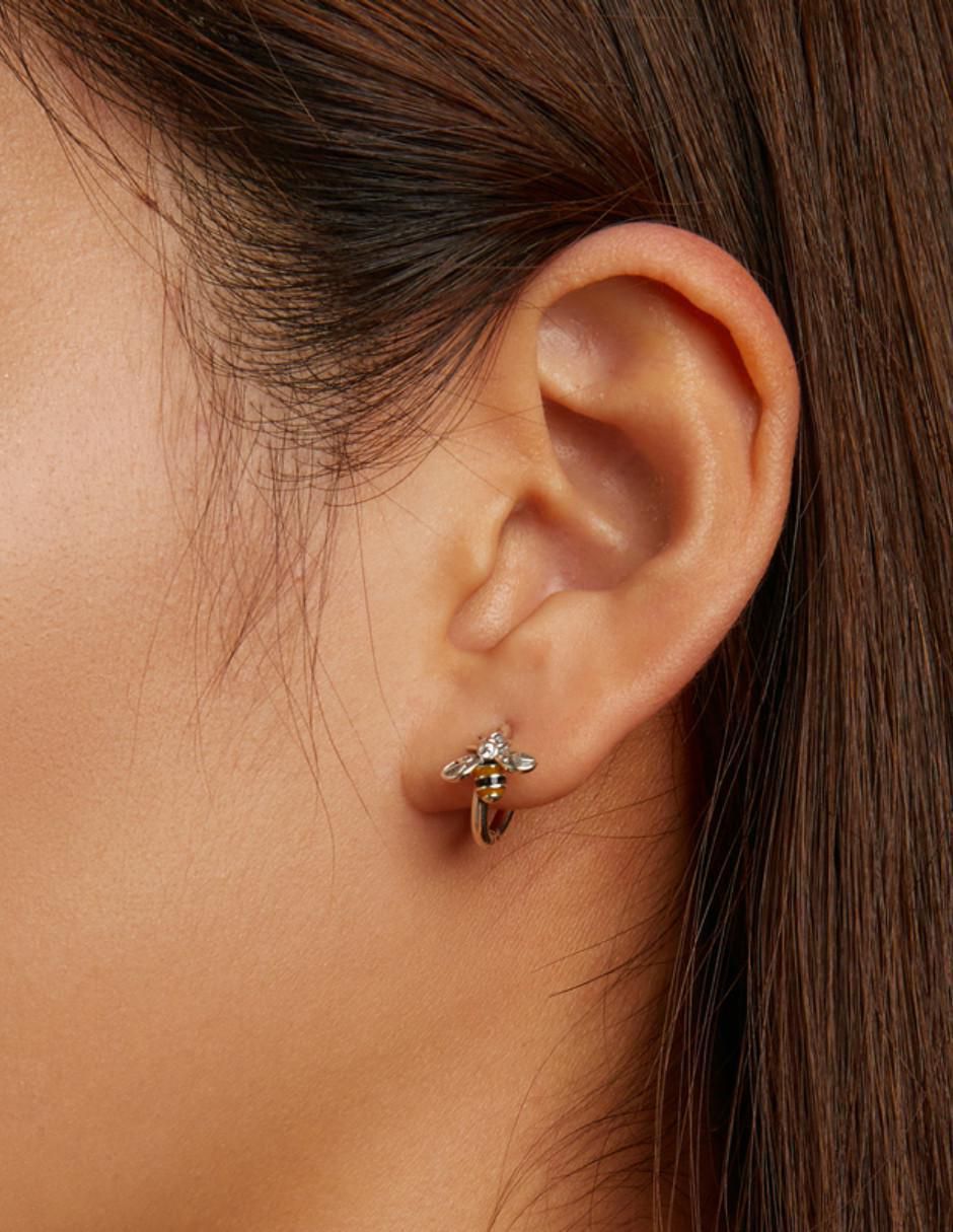 Arracadas de abeja Nature de plata P 925 con acabado brillante 2